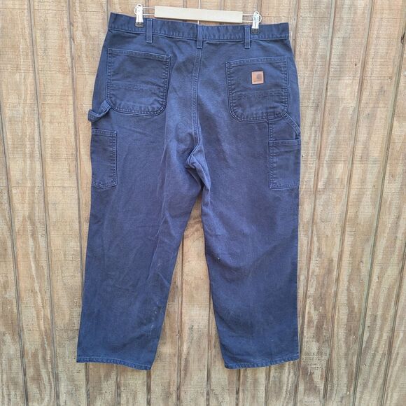Carhartt Navy Original Dungaree Fit Cargo Carpenter Pants Mens Size 40 X 30 - Picture 7 of 7